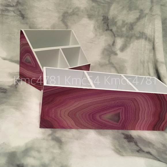 Agate Slice Geode Desk Organizers Pink blush white - Picture 3 of 8